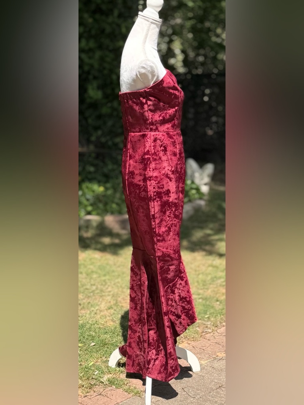 🦋 Vici Strapless Lace Mermaid Gown - Burgundy - Picture 8 of 15
